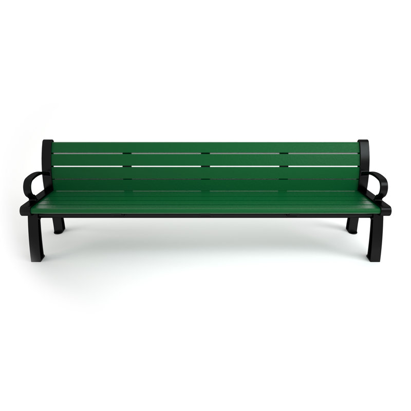 Banc de parc en plastique recyclé Heritage, 8 pi, Noir, Vert