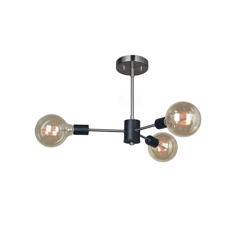 Clopton 3 - Light Sputnik Sphere Chandelier, Satin Nickel/Matt Black, G125