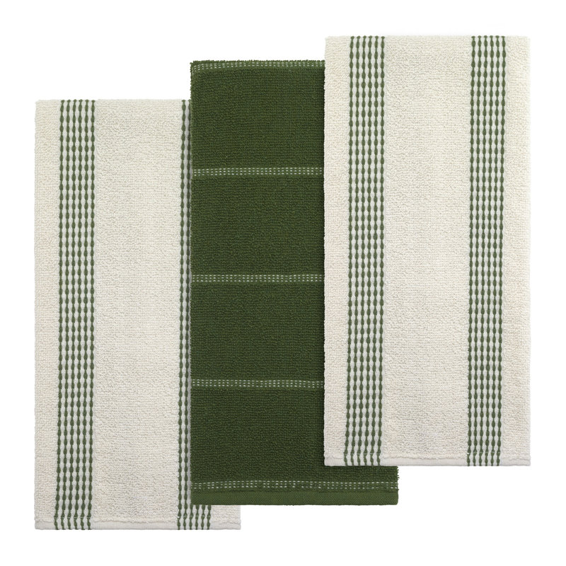 Izod Saybrook 3-Piece Kitchen Towel Set, Green