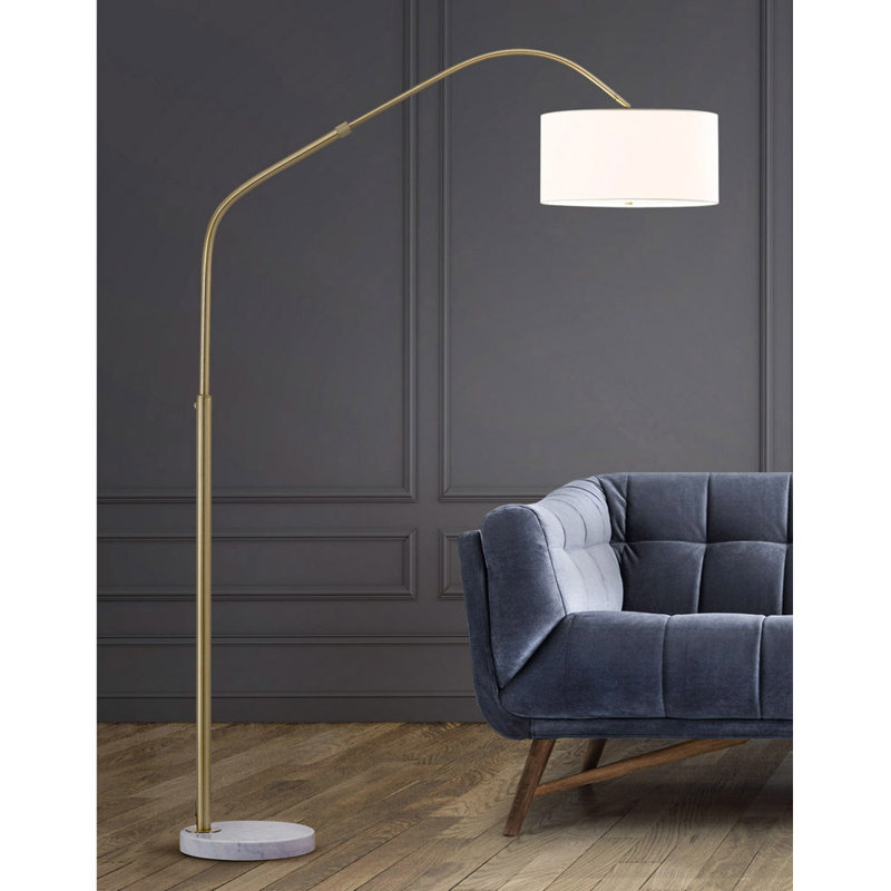 Germantown 81'' Arched Floor Lamp, Antique Brass/White