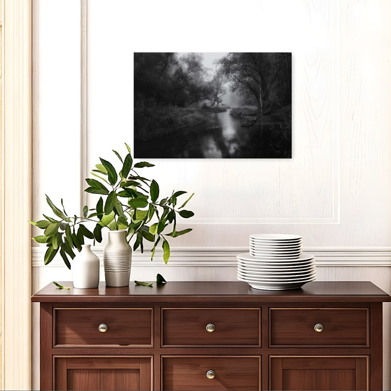 Paysage de forêt brumeuse et paisible et sereine - Affiche murale, H 16 po x l 24 po