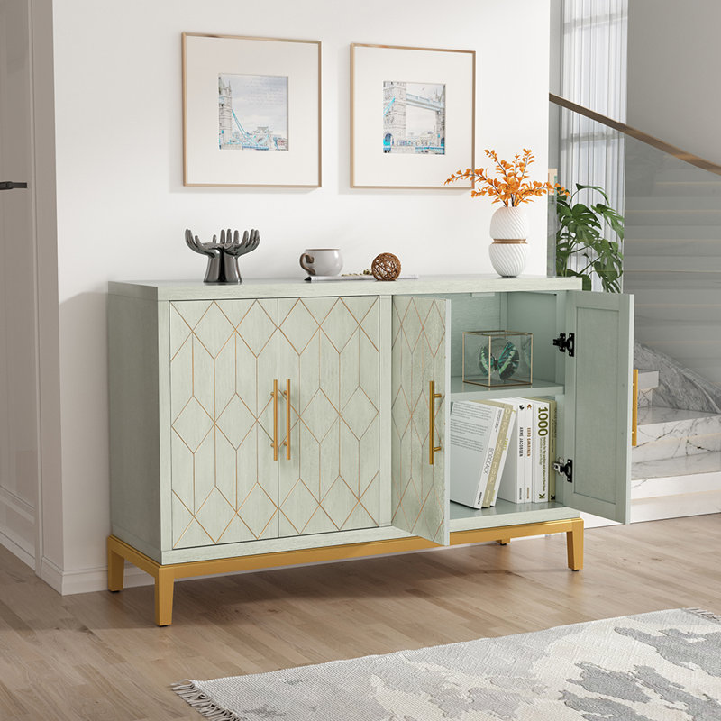 Dieks 48" Sideboard Storage Cabinet with Gold Trim