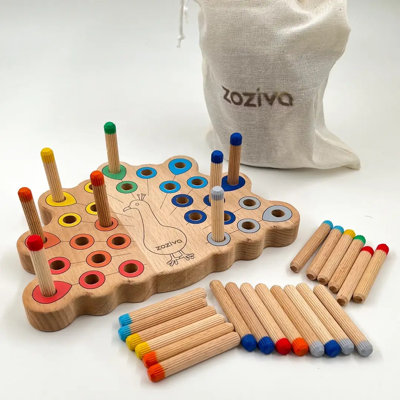Wooden Peacock Peg Activity Board