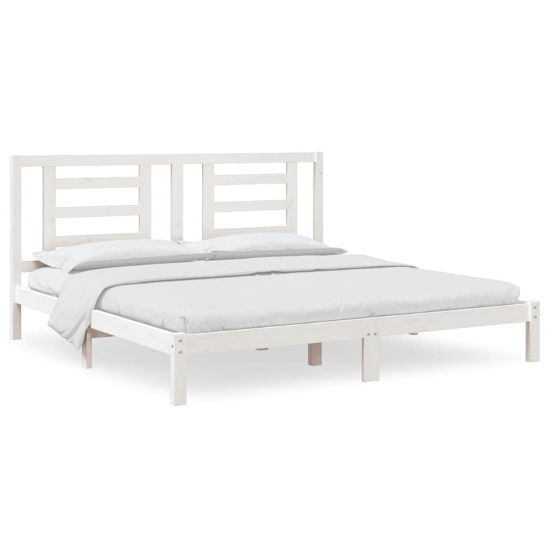 Bed Frame Solid Wood, 200 x 200 cm, white