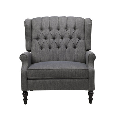 Oversized Tufted Wingback Fabric Push Back Recliner With Nailhead Trim And Button Tufted Diamond Stitch For Living Room, Bedroom