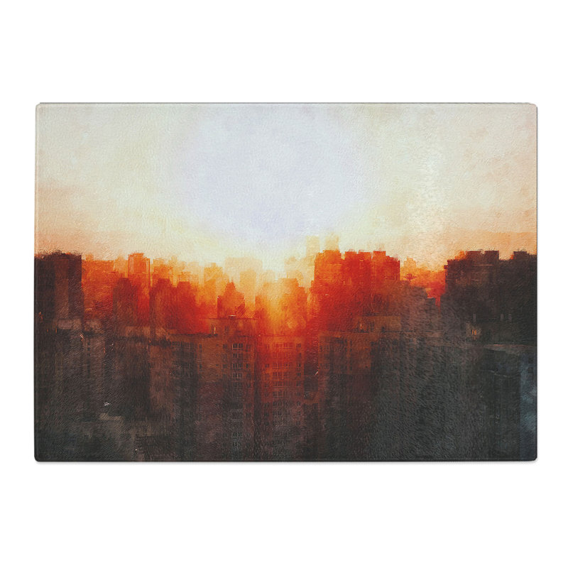 Tempered Glass Beijing Skyline at Sunset Chopping Board, 28.5 cm x 39 cm