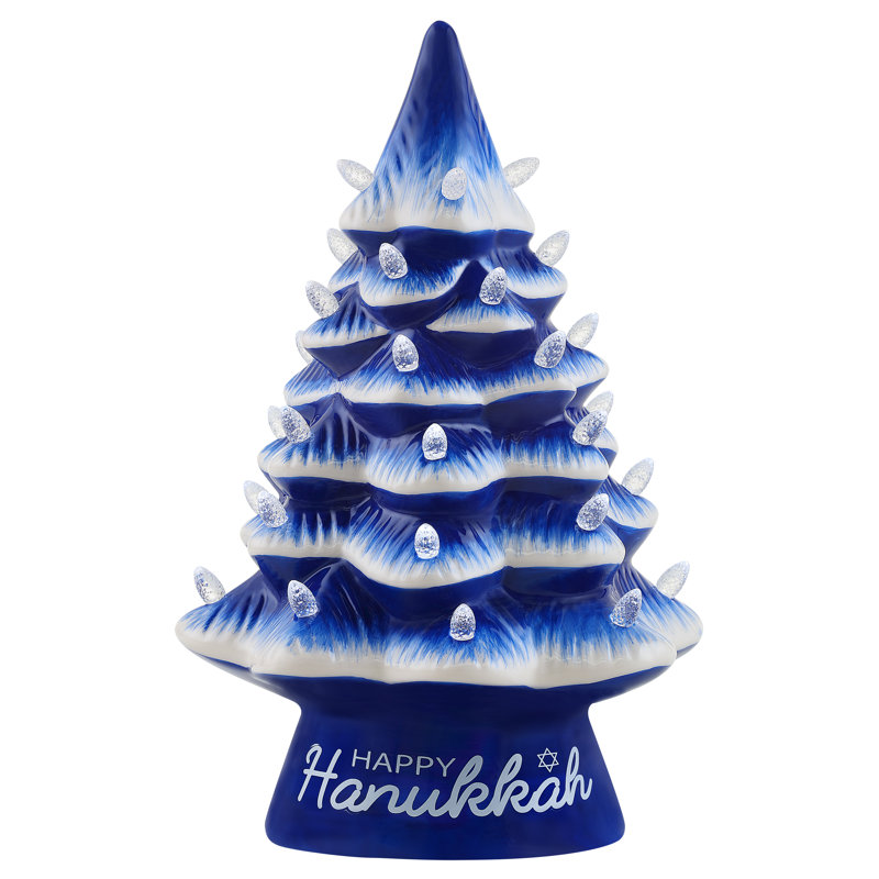 12" Nostalgic Ceramic Hannukah Tree