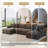 4 - Piece Upholstered Camel Chenille Modular Sectional Sofa with Armrests & Throw Pillows-1761462940-1761462943