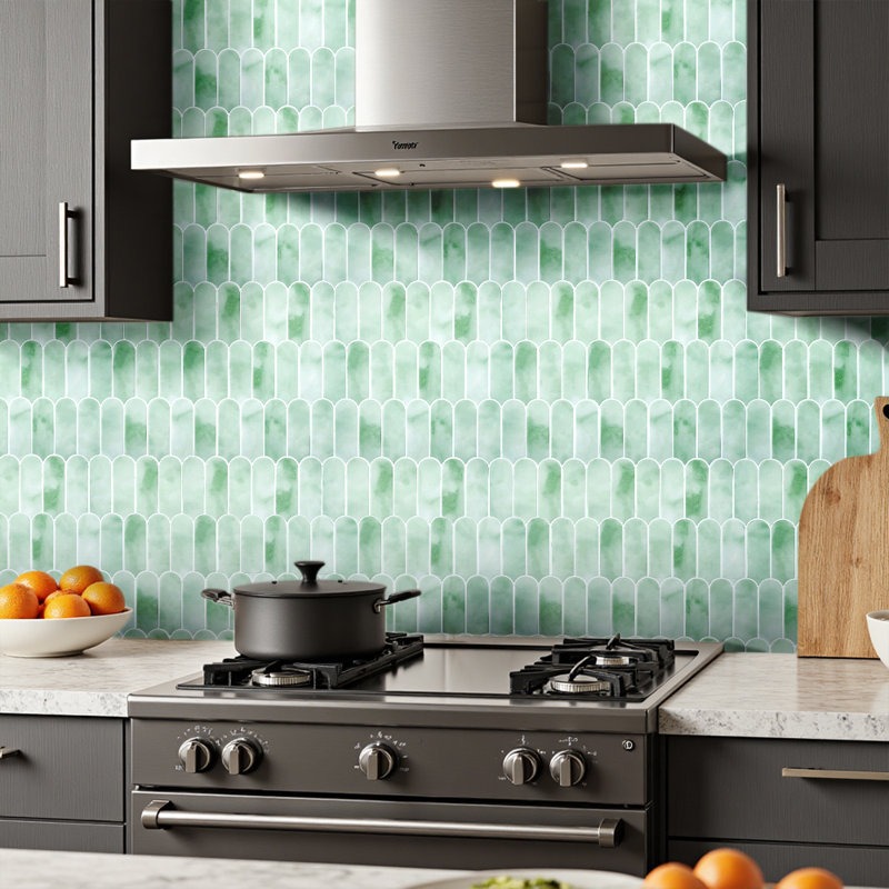 10Pcs Self-Adhesive Wall Tile Stickers, Green