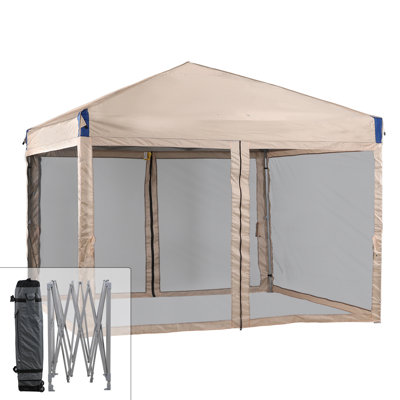 Iron Pop-up Canopy with Removable Mesh Sidewalls and Roller Bag