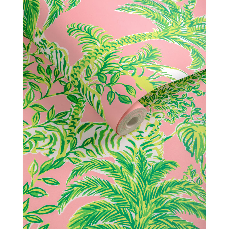 Lilly Pulitzer Tiger Queen Wallpaper, Pink
