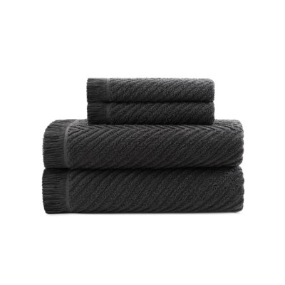 Ensemble de 4 serviettes de bain et à main en charbon D Bamby 