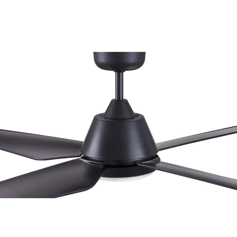 Aria 52" Ceiling Fan with Light and Remote, Modern Black LED Ceiling Fan with Lights, Damp Rated, Indoor/Outdoor Ceiling Fan