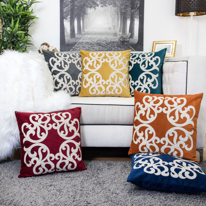  Square Velvet Pillow Cover & Insert, Cerulean