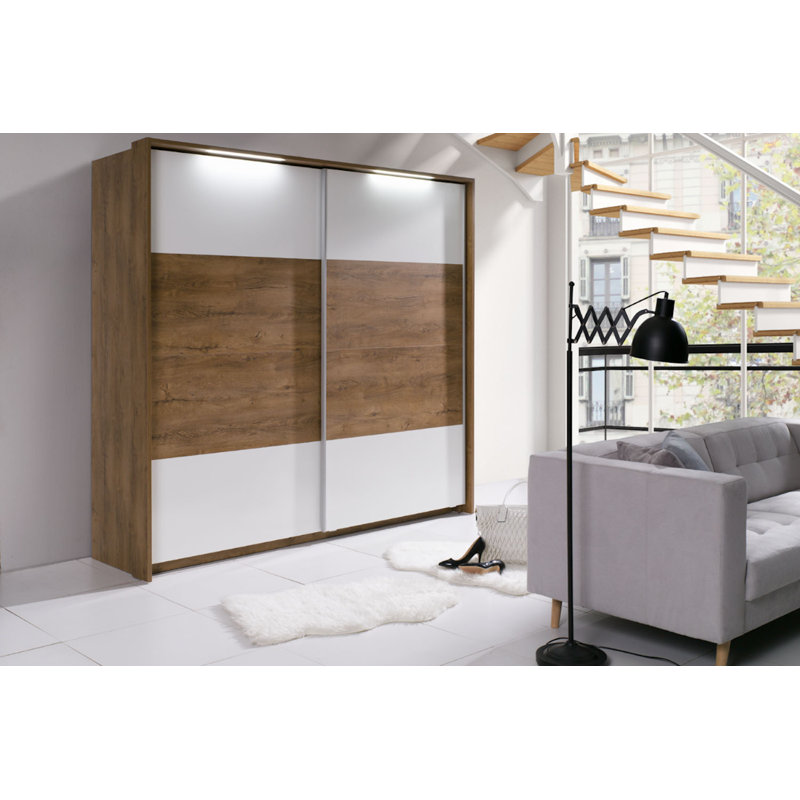 Forras 2 Door Wardrobe, Dark Oak/White