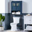 Armoire de rangement au-dessus de la toilette, rangement au-dessus de la toilette avec portes doubles et charnières douces-481099665
