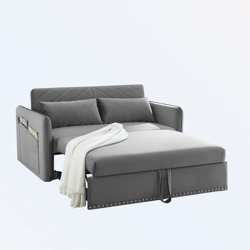 Futon rembourré Araluen 55, Velours gris velours