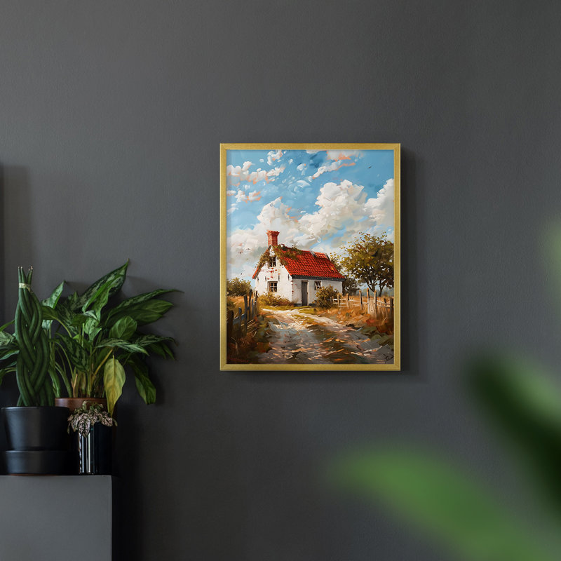 Paysages de la série CVI - reproduction encadrée de qualité supérieure - prête à être accrochée - aucun clou requis, Doré