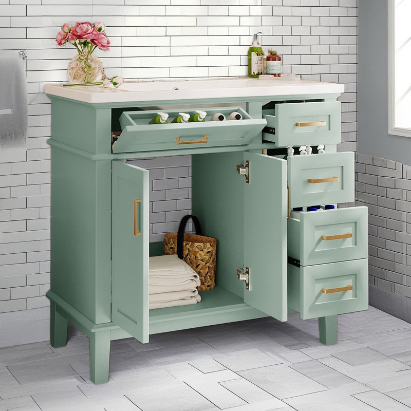 36" Modern Bathroom Vanity(Sink Not Included)?, Green