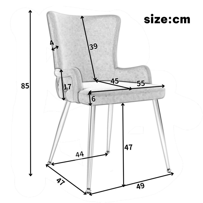 Dining Chairs Set Of Upholstered Armchairs, 2, Beige with gold leg