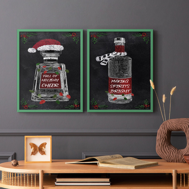 «Holiday Spirits I», reproduction encadrée de qualité supérieure - prête à être accrochée - aucun clou requis - aucun clou requis