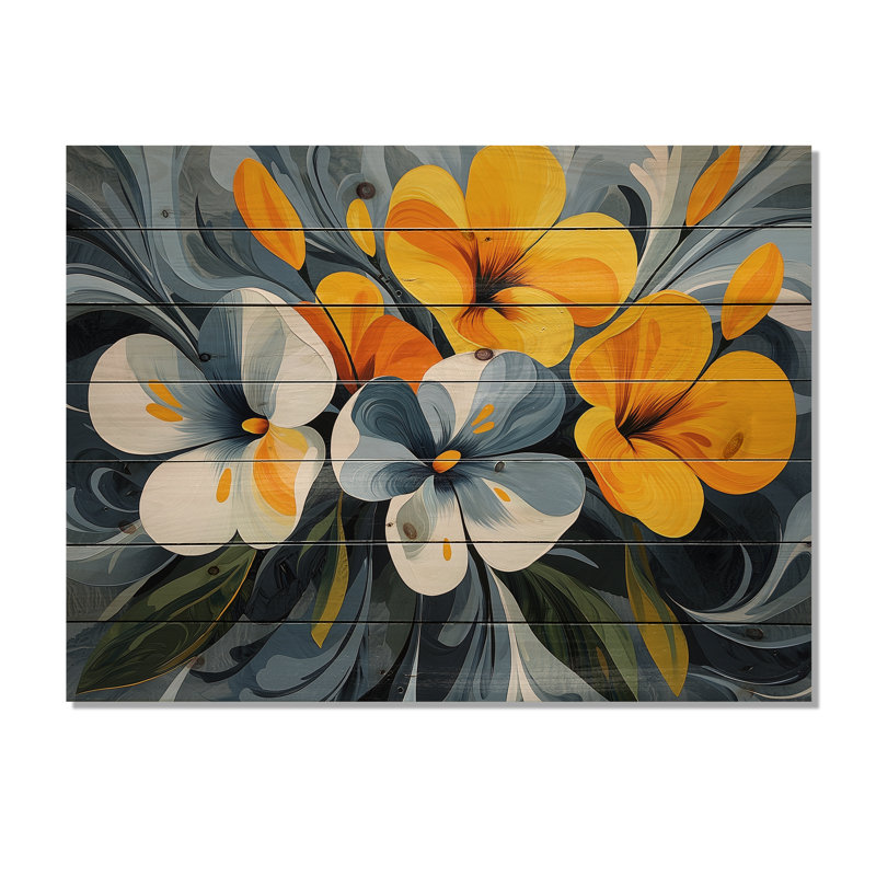 Yellow Blue Pansies Radiance - Pansies Wood Wall Decor - On Natural Pine Wood, 10" H x 20" W x 0.78" D