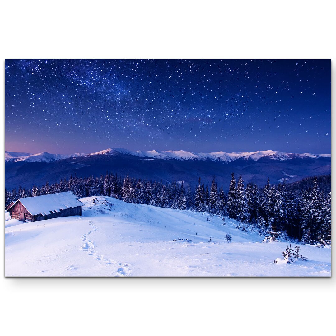 Leinwandbild Winterlandschaft bei Nacht