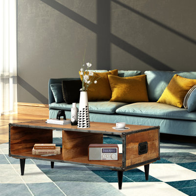 Table basse en bois massif avec rangement Verdel
