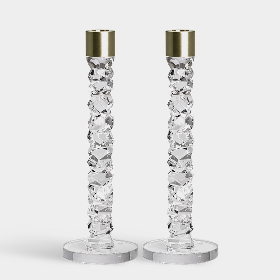Carat Crystal Tabletop Candlestick (Set of 2) Orrefors 