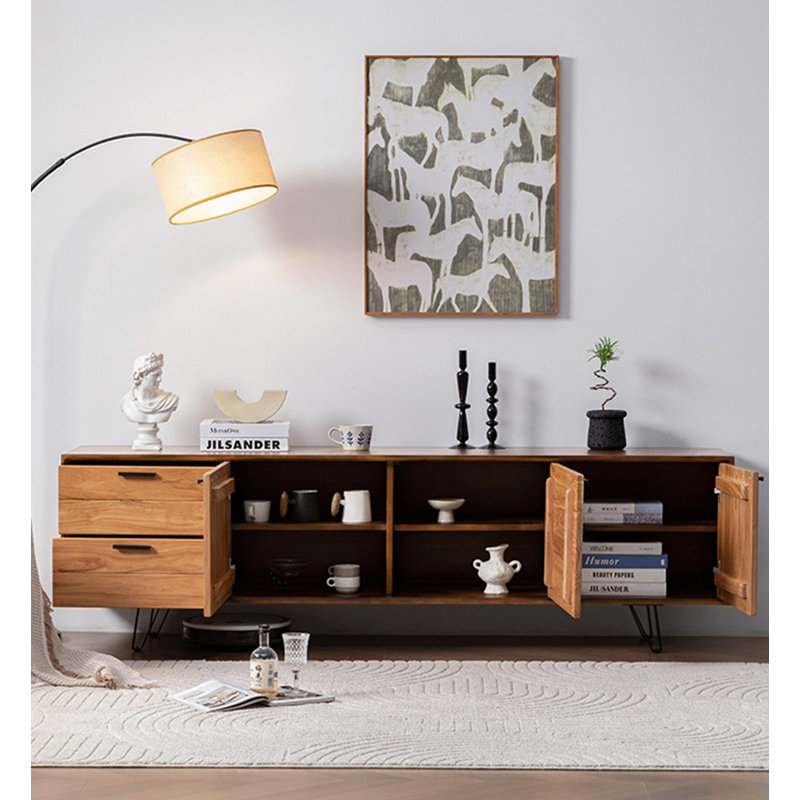 Meuble télé Mid Century Modern, H 23,6 po x L 70,9 po x l 15,7 po