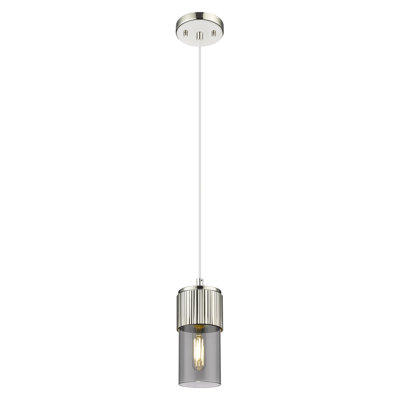 Downtown Urban - Bolivar - 1 Light 5 inch" Cord Hung Pendant with 7" Shade - Polished Nickel Finish - Seedy Shade