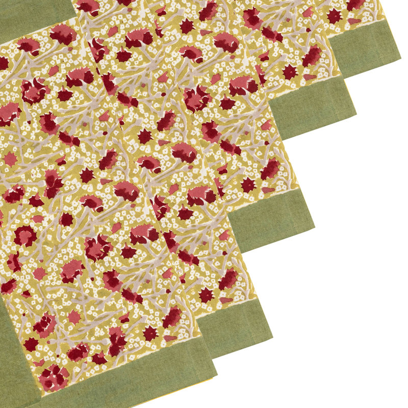 Meadows 100% Cotton Square Napkins, Red/Green