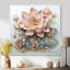 Fleur de lotus rose pastel sur bleu rétro I - impression d'art mural Lotus-1912568489-1912568492