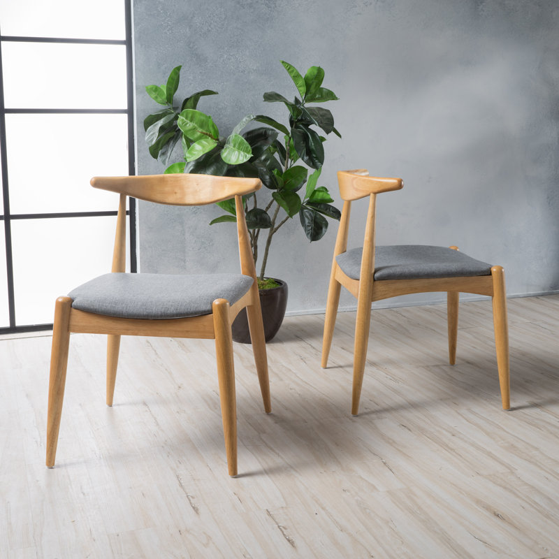 Drumawillin 17.75'' H Upholstered Side Chair, Light Grey, Natural Oak