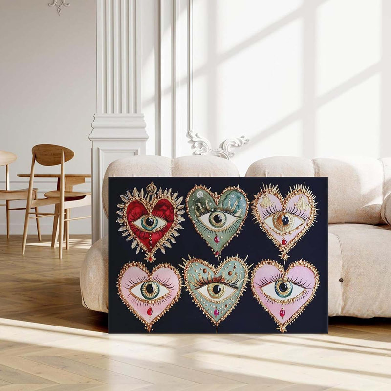 Wall Art Gothic Maximalist Witchy Art Wall Decor Picture Dark Academia Aesthetic Poster Eclectic Love Heart Jewel Gem Painting.