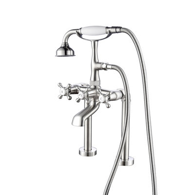 3 Handle Bathroom Clawfoot Tub Faucet with Diverter