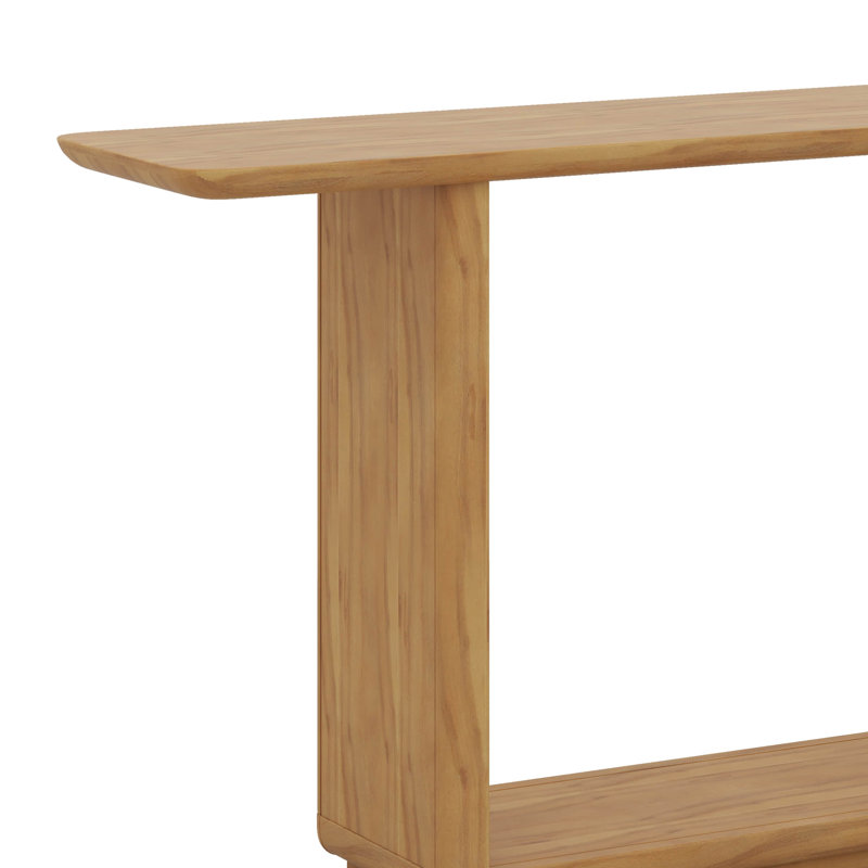 Elegant Minimalist Console Table With Curved Corners, Brown