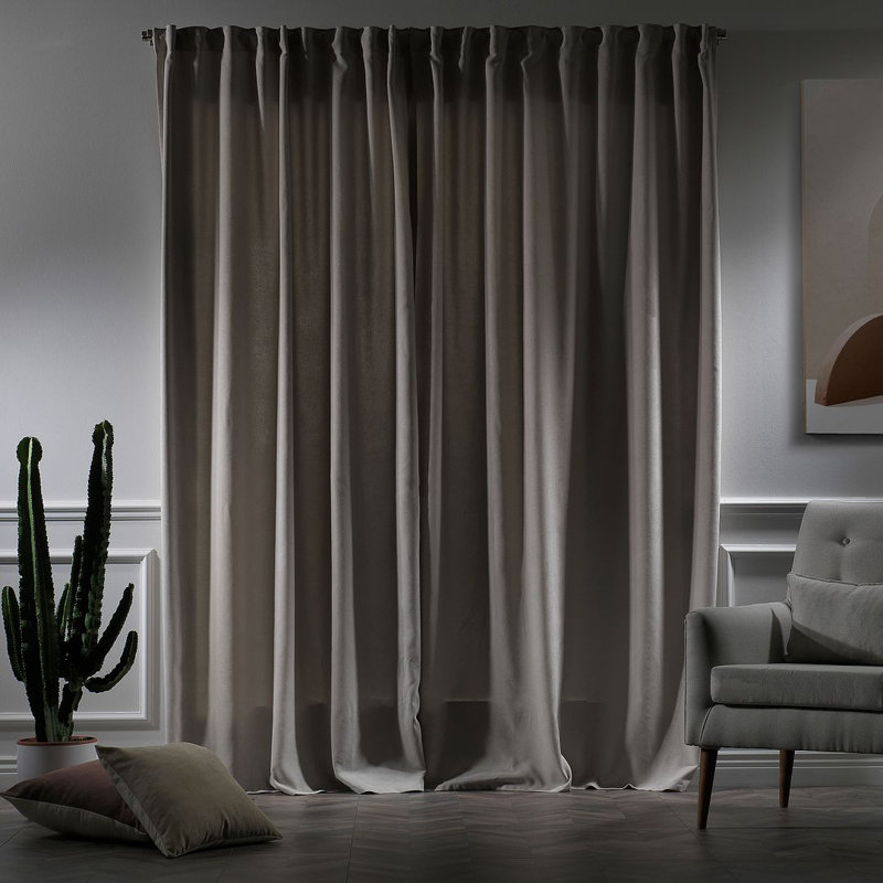 Panneau simple décoratif occultant très long et très large doublé, L 52 po x L 63 po, Pierre claire
