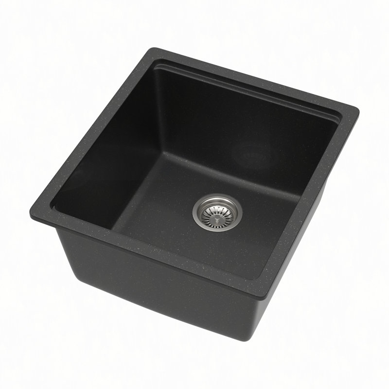Évier de bar en quartz - Évier de cuisine encastré en granite 17 po x 19 po x 9,65 po