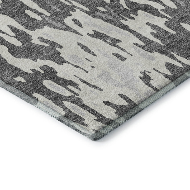 Tapis gris Prisco lavable à la machine de qualité supérieure, Rond 8 pi
