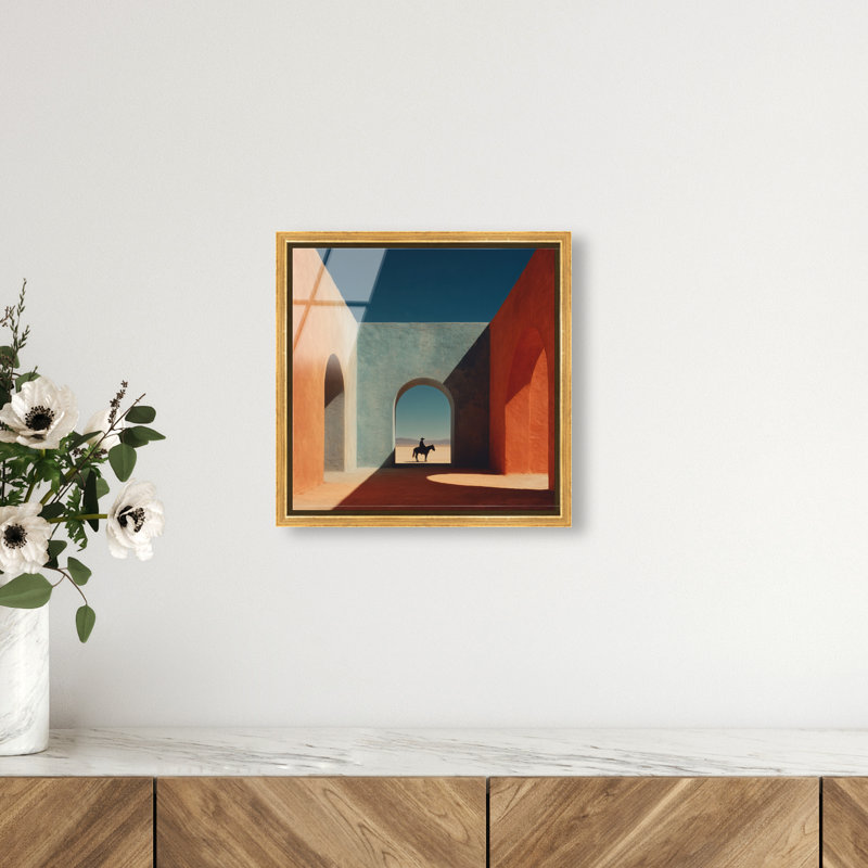 Cobalt Frontier Print by Oliver Gal, 13"H x 13"W, Gold Floater Frame
