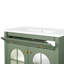 Meuble-lavabo de style milieu du siècle avec verre antique, éclairage automatique à détecteur de mouvement et lavabo facile à nettoyer, construction étanche pour une durabilité accrue.