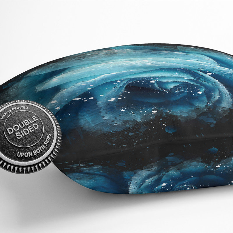 Blue Rose Flower Vol.1 Paint Splash Floral Square Throw Cushion, 40cm H x 40cm W x 15cm D