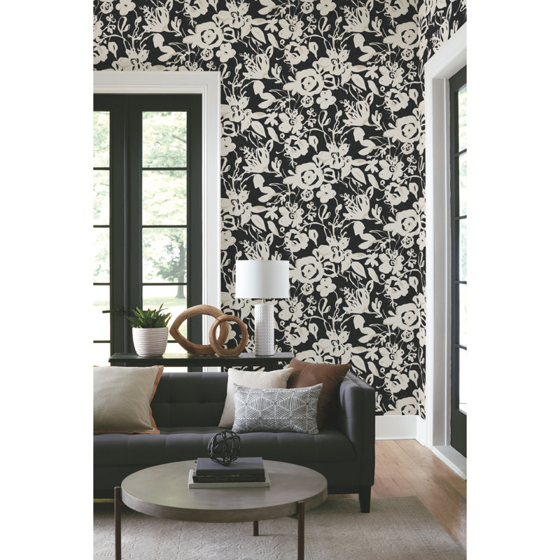 Floral Wallpaper, Black