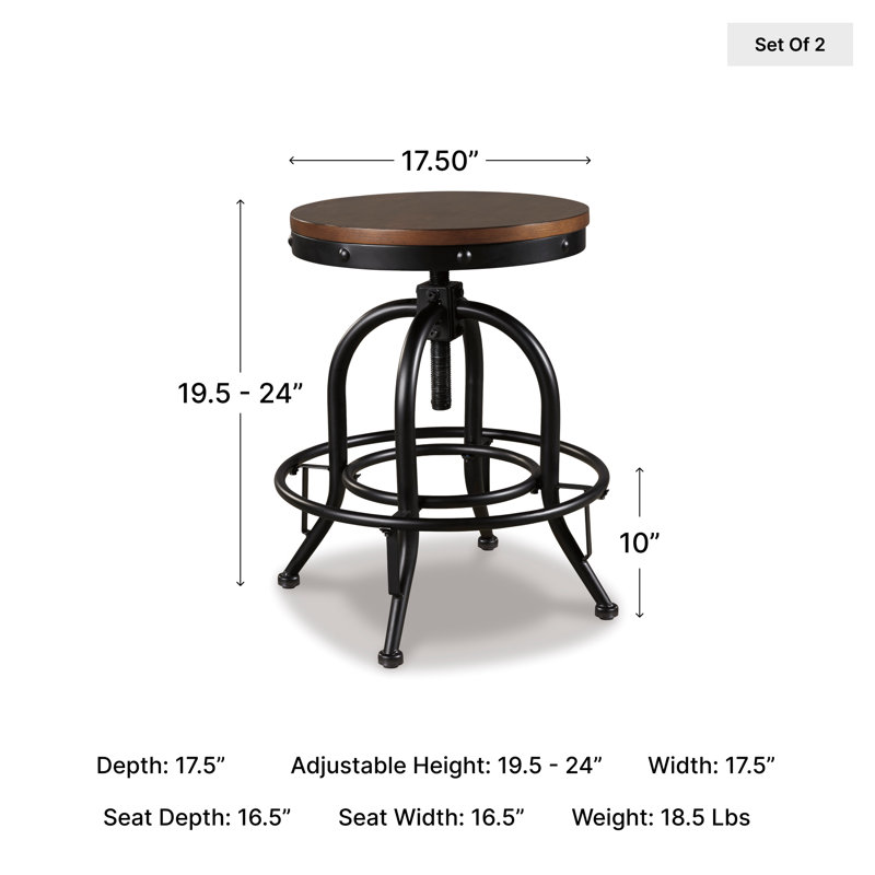 Quintara Swivel Adjustable Height Counter Stool, Counter Stool (24" Seat Height)