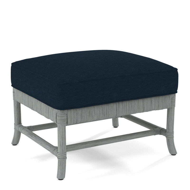 Repose-pieds rectangulaire Lafayette, Rayures bleu cobalt 0204-64, Nickel