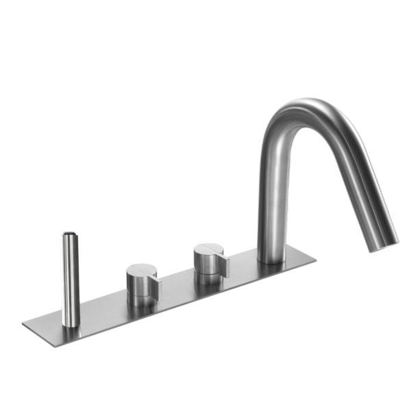 Acquaco Linki Insert Deck Mount Four-Hole Two Handle Bathtub Faucet with Hand Shower with 8'' Spout Reach