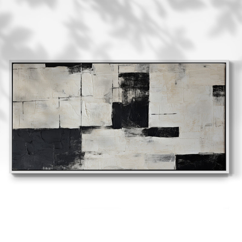 Série abstraite-CCCCXLIX- Toile tendue avec châssis tendue, prête à être accrochée, H 17 po x l 33 po, Blanc