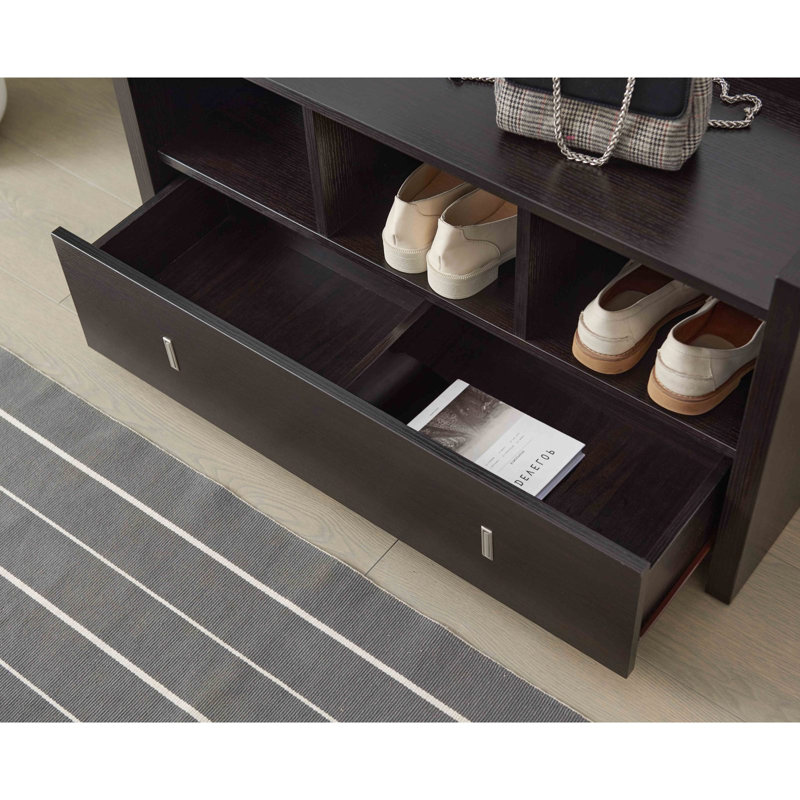 Banc d'entrée de chaussures avec tiroir, range-chaussures, cacao rouge