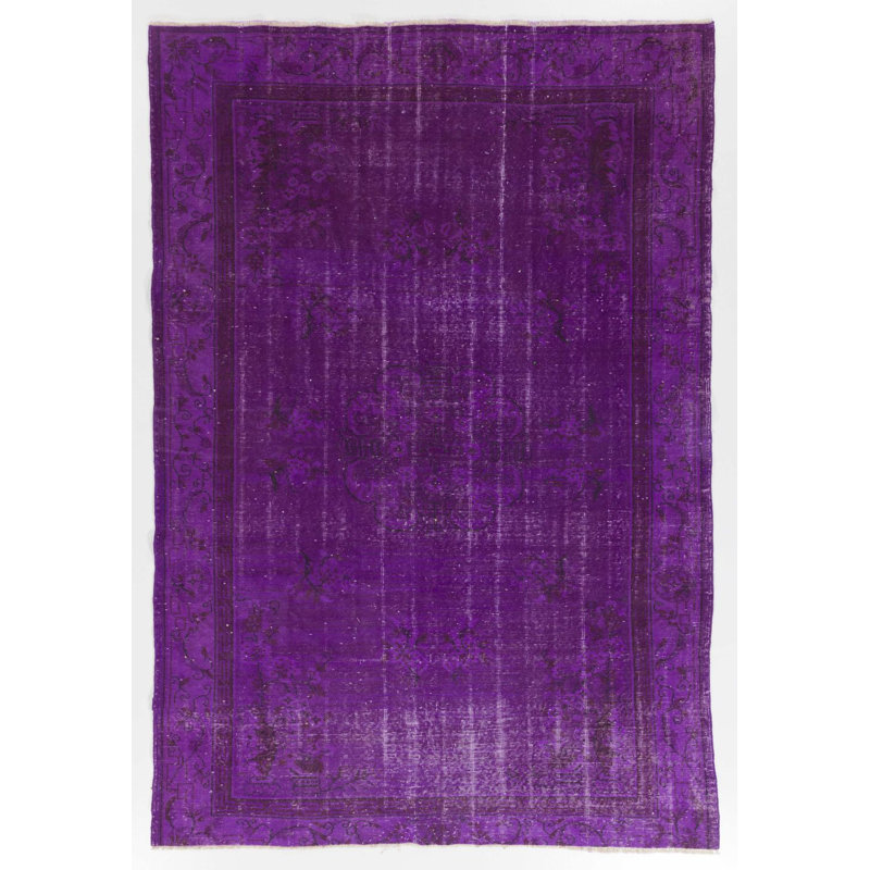 Tapis 6,2 x 9,4 pi de style art déco chinois surteint en mauve, idéal pour les intérieurs modernes